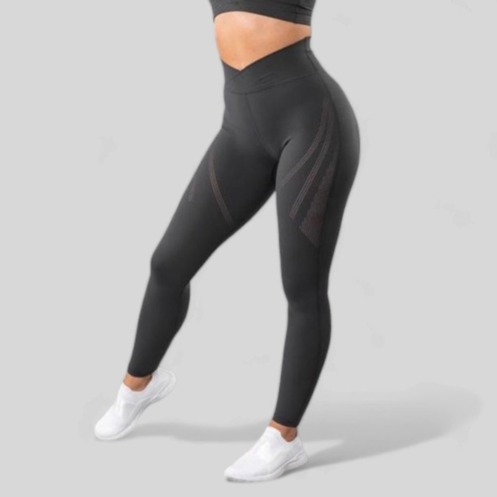Alphalete Surface Power Laser Cut Dark Grey Leggings … Gem